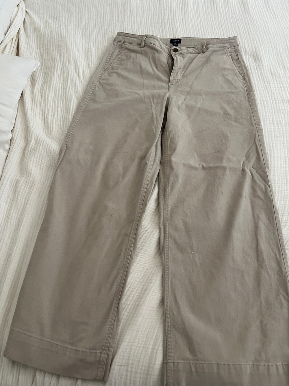 J. Crew Wide-Leg Chino Pants in Light Taupe